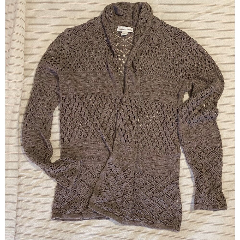 Coldwater Creek River Rock Pointelle Cardigan, Size XS